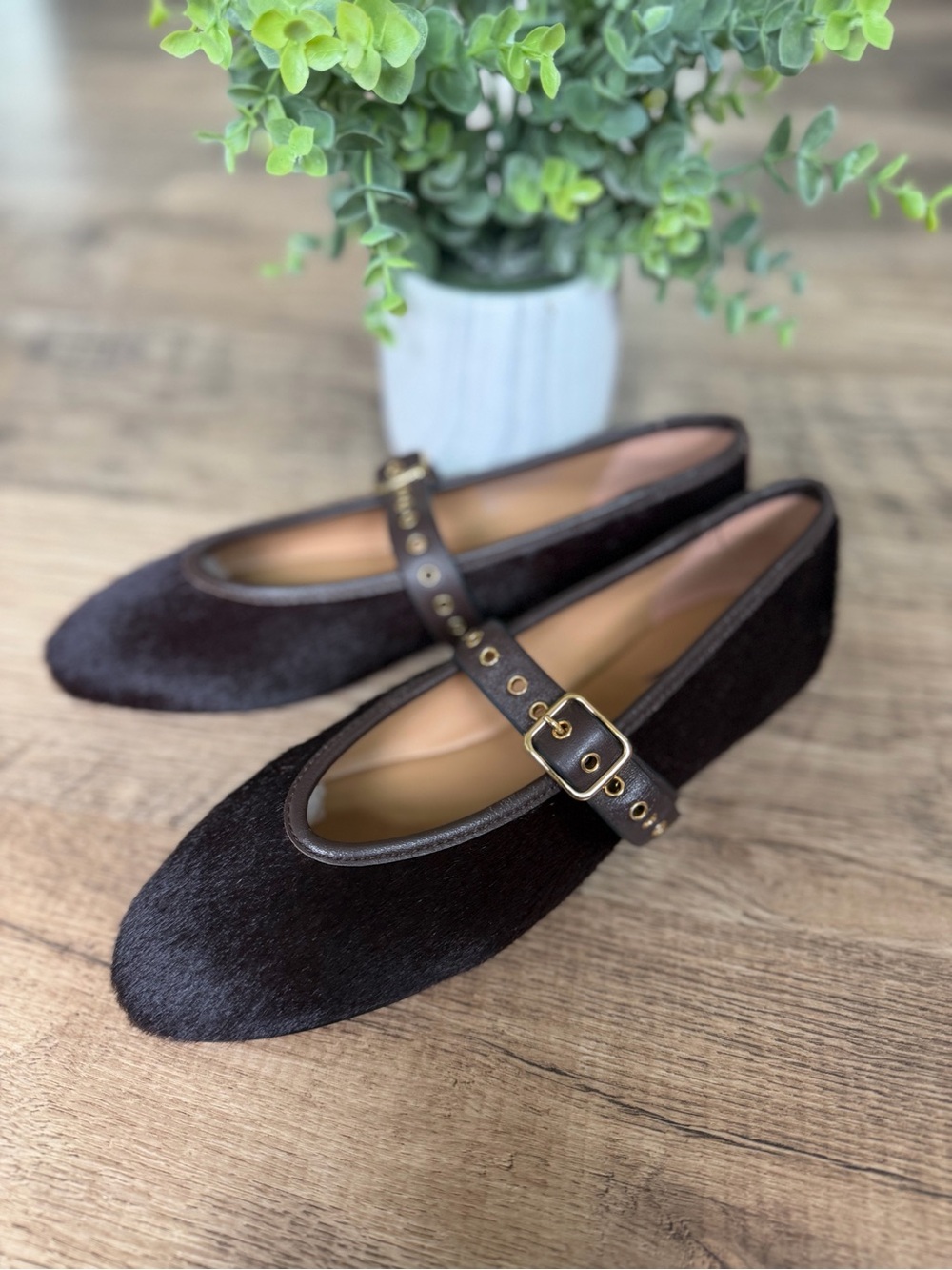 Madewell NX038 Brown Textured Ballet Flats Leather Shoes Size 7.5 NWOT